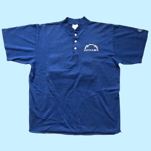 Vintage 90s Athletic Knit Outlaws Short Sleeve Shirt Jersey Blue Medium